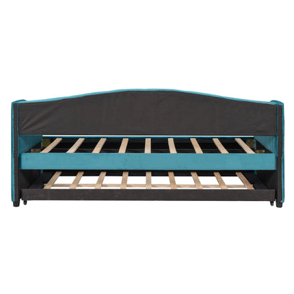 U3-Upholstered Daybed Sofa Bed Twin Size With Trundle Bed and Wood Slat - Likeshoppe 
