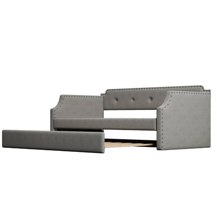 U4-Upholstered Daybed with Trundle;  Wood Slat Support; Upholstered Frame Sofa Bed ;  Twin - Likeshoppe 