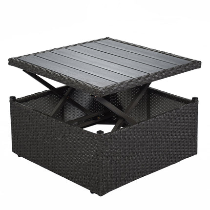 PX2- Outdoor Patio Rectangle Daybed with Retractable Canopy, Wicker Furniture Sectional Seating with Washable Cushions, Backyard, Porch - Likeshoppe 