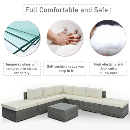 PX7- 8-Pieces Outdoor Patio Furniture Sets;  Garden Conversation Wicker Sofa Set;  Single Sofa Combinable - Likeshoppe 
