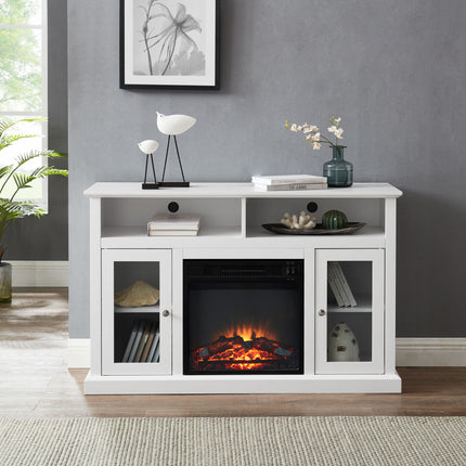 CB2- Modern Electric Fireplace TV Stand for TV Up to 55" Media Entertainment Center Console with Insert Fireplace and Adjustable Shelves;  Storage Cabinet Chest for Living Room - Likeshoppe 