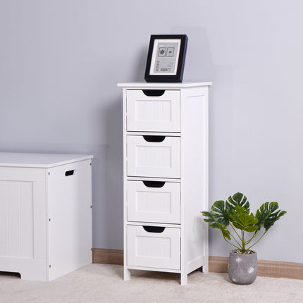 PU21- White Bathroom Storage Cabinet, Freestanding Cabinet with Drawers - Likeshoppe 