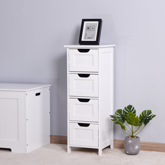 PU21- White Bathroom Storage Cabinet, Freestanding Cabinet with Drawers - Likeshoppe 