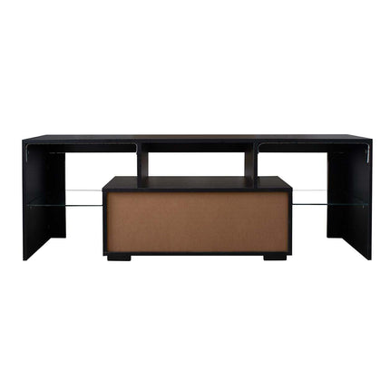 TV26- Black TV Stand with LED RGB Lights; Flat Screen TV Cabinet; Gaming Consoles for Lounge Room; Living Room and Bedroom; Black 51.2''x13.8''x17.7'' - Likeshoppe 