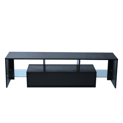 TV24- Black morden TV Stand with LED Lights; high glossy front TV Cabinet; can be assembled in Lounge Room; Living Room or Bedroom; color:black - Likeshoppe 