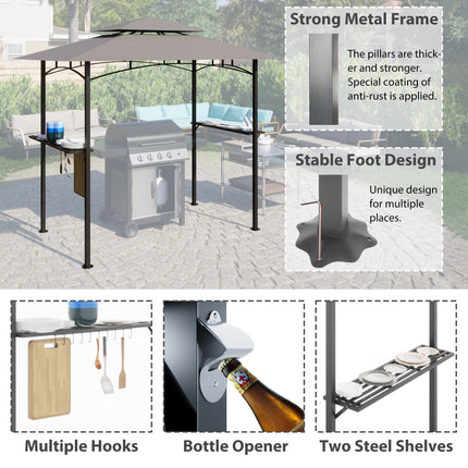 AG6- 8x 5 FT Grill Gazebo Grill Canopy Double Tiered BBQ Gazebo Outdoor BBQ Canopy - Likeshoppe 