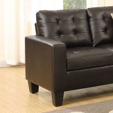 S3-Modular Sectional Espresso Faux Leather 4pcs Sectional Sofa LAF And RAF Loveseats Corner Wedge Armless Chair Tufted Cushion Couch - Likeshoppe 