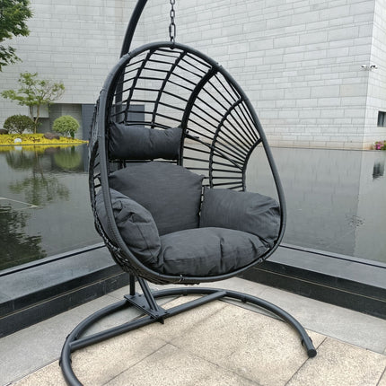 PY5- High Quality Outdoor Indoor Black color PE Wicker Swing Egg chair - Likeshoppe 
