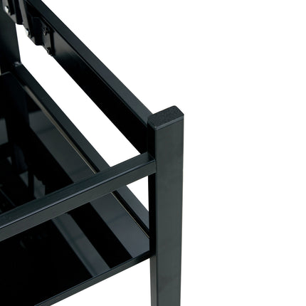 C6- Glass Lift Top Coffee Table;  Modern Simple 2-Layer Tempered Glass Coffee Table for Living Room;  Black - Likeshoppe 