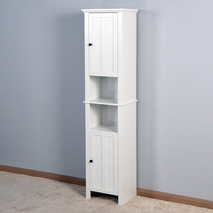 PU15- Bathroom Floor Storage Cabinet with 2 Doors Living Room Wooden Cabinet with 6 Shelves 15.75 x 11.81 x 66.93 inch - Likeshoppe 