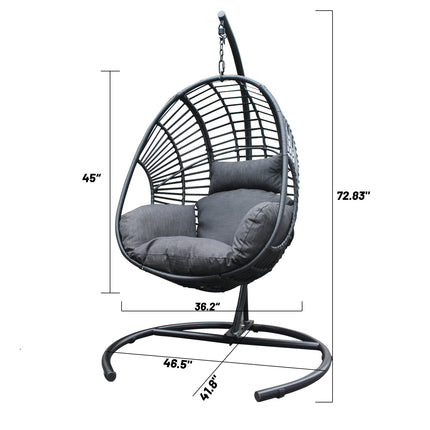 PY5- High Quality Outdoor Indoor Black color PE Wicker Swing Egg chair - Likeshoppe 