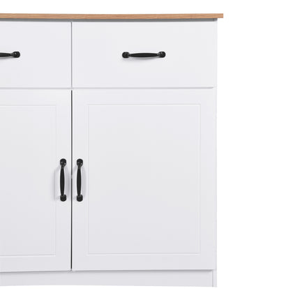 PC4- White Buffet Cabinet with Storage;  Kitchen Sideboard with 3 Doors and 3 Drawers;  Coffee Bar Cabinet;  Storage Cabinet Console Table for Living Room - Likeshoppe 