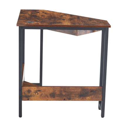 PW1- Triangle Computer Desk; Corner Desk With Smooth Keyboard Tray& Storage Shelves ; Compact Home Office; Small Desk With Sturdy Steel Frame As Workstation For Small Space; BLACK; 28.34''L 24''W 30.11''H - Likeshoppe 