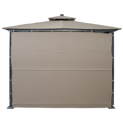AG15- Patio 9.8ft.L x 9.8ft.W Gazebo with Extended Side Shed/Awning and LED Light for Backyard,Poolside, Deck, Brown - Likeshoppe 