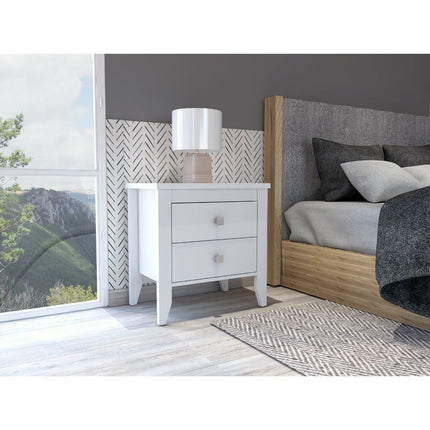 PE2- Breeze Four-Legged Modern Bedroom Nightstand, with Two Drawers, Black - Likeshoppe 