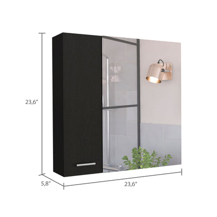 PU5- Kenya Medicine Cabinet, Mirror, Double Door, Four Interior Shelves, Black - Likeshoppe 