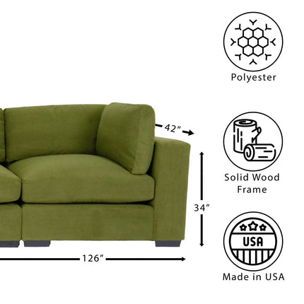 F4- Forest Green Sofa for Living Room, Modern 3-Seater Sofas Couches for Bedroom, Office, and Apartment with Solid Wood Frame (Polyester) - Likeshoppe 