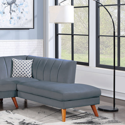 S7- Contemporary 2-Pcs Sectional Set Living Room Furniture Dark Gray Velvet Couch Left Facing Sofa, Right Facing Chaise Plush Cushion - Likeshoppe 