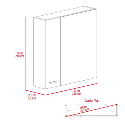 PU5- Kenya Medicine Cabinet, Mirror, Double Door, Four Interior Shelves, Black - Likeshoppe 