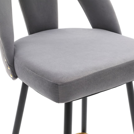 BS6- Collection Modern | Contemporary Velvet Upholstered  28\\" Bar Stool & Counter Stools with Nailheads and Gold Tipped Black Metal Legs,Set of 2 - Likeshoppe 