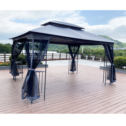 AG13- 13x10 Outdoor Patio Gazebo Canopy Tent With Ventilated Double Roof And Mosquito net(Detachable Mesh Screen On All Sides); Suitable for Lawn;  Garden;  Backyard and Deck - Likeshoppe 