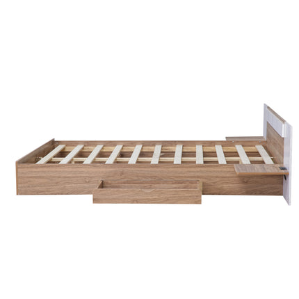 PF5- Queen Size Platform Bed with Headboard, Drawers, Shelves, USB Ports and Sockets - Likeshoppe 