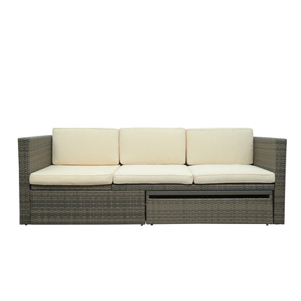PX9- Patio Furniture Sets;  5-Piece Patio Wicker Sofa with Adustable Backrest;  Cushions;  Ottomans and Lift Top Coffee Table - Likeshoppe 