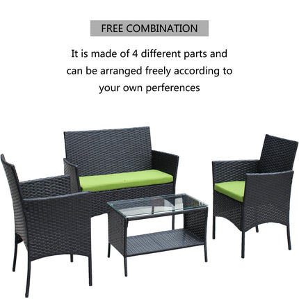 PX5- 4 PC Rattan Patio Furniture Set Outdoor Patio Cushioned Seat Wicker Sofa - Likeshoppe 