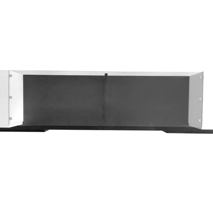 TV12- ON-TREND Unique Shape TV Stand with 2 Illuminated Glass Shelves, High Gloss Entertainment Center for TVs Up to 88", Versatile TV Cabinet with LED Color Changing Lights for Living Room, Black&White - Likeshoppe 