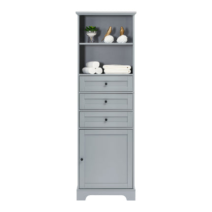 PU14- Tall Storage Cabinet with 3 Drawers and Adjustable Shelves for Bathroom;  Kitchen and Living Room;  MDF Board with Painted Finish - Likeshoppe 