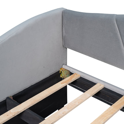 U3-Upholstered Daybed Sofa Bed Twin Size With Trundle Bed and Wood Slat - Likeshoppe 