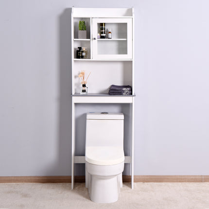 PU18- Modern Over The Toilet Space Saver Organization Wood Storage Cabinet for Home;  Bathroom -White - Likeshoppe 