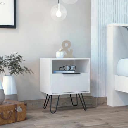 PE4- Vienna Nightstand; Shelves; Hairpin Legs - Likeshoppe 