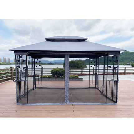 AG13- 13x10 Outdoor Patio Gazebo Canopy Tent With Ventilated Double Roof And Mosquito net(Detachable Mesh Screen On All Sides); Suitable for Lawn;  Garden;  Backyard and Deck - Likeshoppe 