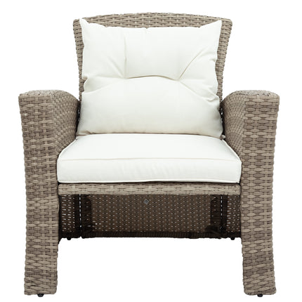 PX8- Patio Furniture Set;  4 Piece Outdoor Conversation Set All Weather Wicker Sectional Sofa with Ottoman and Cushions - Likeshoppe 