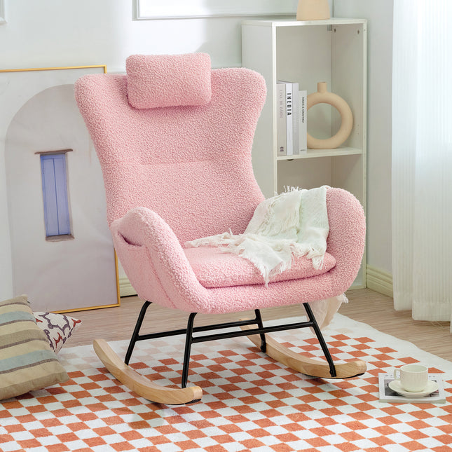 AE1- Rocking Chair - with rubber leg and cashmere fabric;  suitable for living room and bedroom - Likeshoppe 