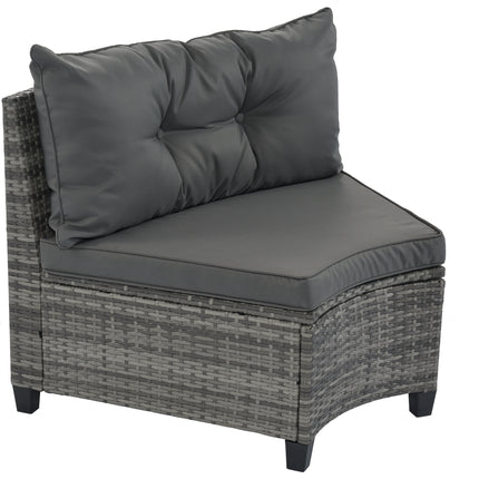 PX13- 8-pieces Outdoor Wicker Round Sofa Set;  Half-Moon Sectional Sets All Weather;  Curved Sofa Set With Rectangular Coffee Table;  PE Rattan Water-resistant and UV Protected;  Movable Cushion - Likeshoppe 