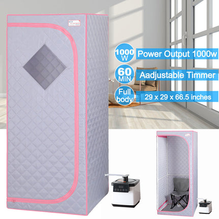 AK4- Full Size Portable Grey Steam Sauna tent–Personal Home Spa;  with Steam Generator;  Remote Control;  Foldable Chair;  Timer and PVC Pipe Connector Easy to Install - Likeshoppe 
