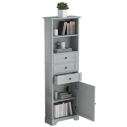 PU14- Tall Storage Cabinet with 3 Drawers and Adjustable Shelves for Bathroom;  Kitchen and Living Room;  MDF Board with Painted Finish - Likeshoppe 