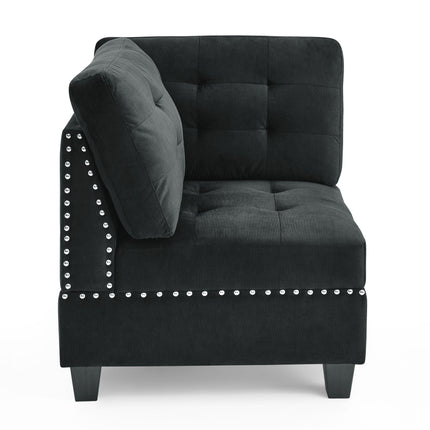 U shape Modular Sectional Sofa; DIY Combination; includes Four Single Chair and Two Corner; Black Velvet - Likeshoppe 