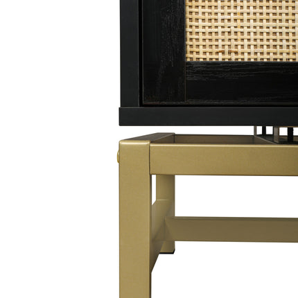 CB5- 2 Door Cabinet, Natural Rattan 2 Door high cabinet, Built-in adjustable shelf, Easy Assembly, Free Standing Cabinet for Living Room Bedroom, Hallway - Likeshoppe 