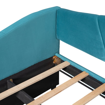 U3-Upholstered Daybed Sofa Bed Twin Size With Trundle Bed and Wood Slat - Likeshoppe 