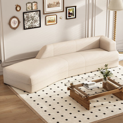 F5- 109.4" Curved Chaise Lounge Modern Indoor Sofa Couch for Living Room, Beige - Likeshoppe 