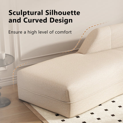F5- 109.4" Curved Chaise Lounge Modern Indoor Sofa Couch for Living Room, Beige - Likeshoppe 