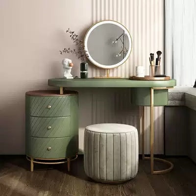 PH1- Modern Makeup Vanity Table With LED Lighted Mirror;  Dressing Table with Movable Tray Top;  4 Solid Wood Drawer;  Without Stool;  43\" - Likeshoppe 