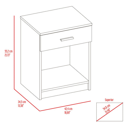 PE3- Pictor Nightstand, One Drawer, Lower Shelf, Superior Top, Black - Likeshoppe 