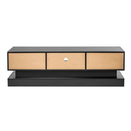 TV5- 63inch BLACK morden TV Stand with LED Lights,high glossy front TV Cabinet,can be assembled in Lounge Room, Living Room or Bedroom,color:BLACK - Likeshoppe 