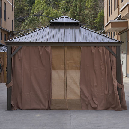 AG18- 12*12FT patic gazebo; alu gazebo with steel canopy; Outdoor Permanent Hardtop Gazebo Canopy for Patio;  Garden;  Backyard - Likeshoppe 