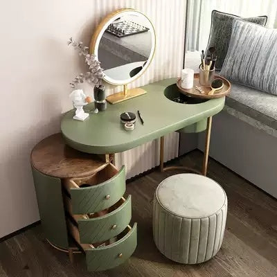 PH1- Modern Makeup Vanity Table With LED Lighted Mirror;  Dressing Table with Movable Tray Top;  4 Solid Wood Drawer;  Without Stool;  43\" - Likeshoppe 