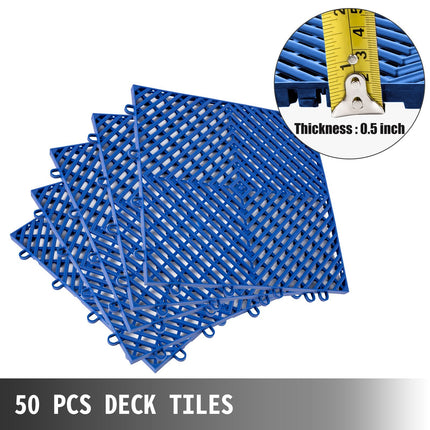 AJ5- Tiles Interlocking 50 PCS Blue, Drainage Tiles 12x12x0.5 Inches, Deck Tiles Outdoor Floor Tiles, Outdoor Interlocking Tiles, Deck Flooring for Pool Shower Bathroom Deck Patio Garage - Likeshoppe 